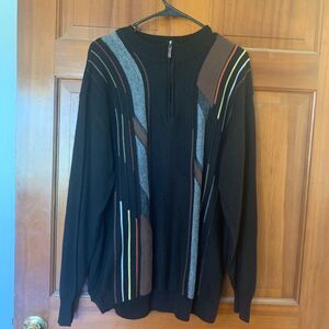 Miko Sweater Mens Large Long Sleeve 1/4 Zip Pull Over Retro‎ Cosby Grandpa